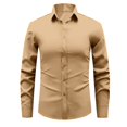 thumbnail image 2 of Domuza Men's Long Sleeve Button Up Stretch Dress Shirt Modern Slim Fit Wrinkle-Free Wedding Formal Shirts Khaki 2XL, 2 of 6