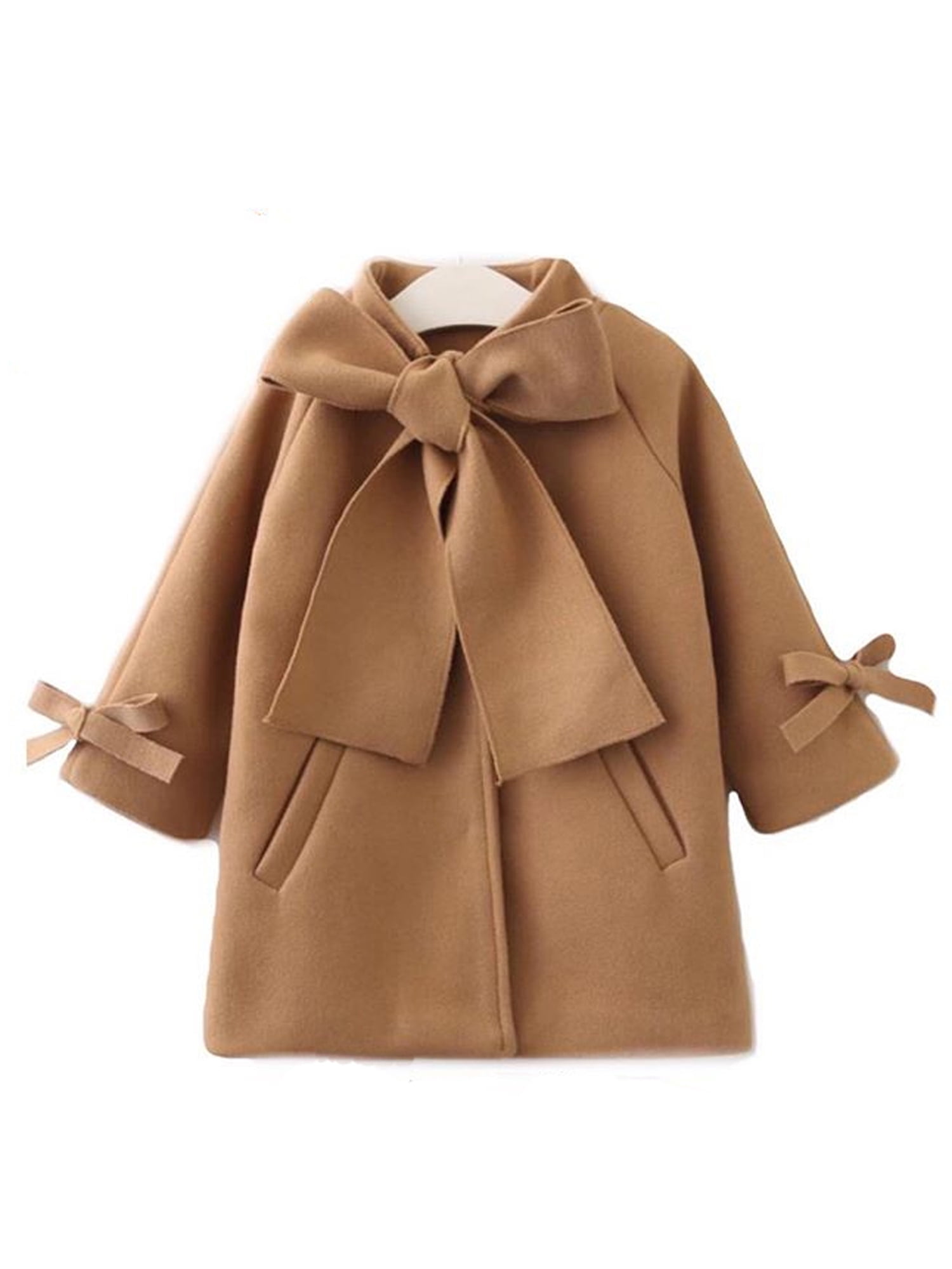 One opening Little Baby Girl Dress Coat Bowknot Winter Warm Coat Kids Jacket Outwear Coat Autumn Winter Wool Overcoat 