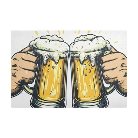 

Dish Drying Mat Microfiber Kitchen Dish Pad Counter Absorbent Drainer Rack 12 x18 Cheers for Beer Mugs