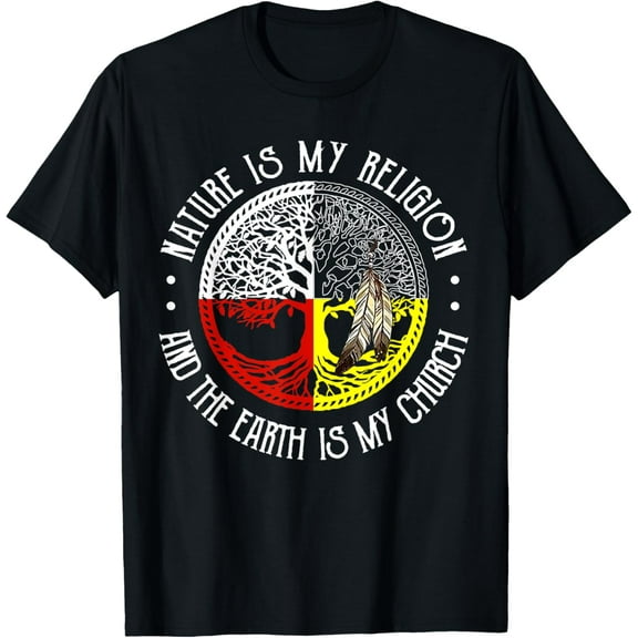 Nature is My Religion and The Earth is My Church T-ShirtMen and women, Black T-shirt, size: Extra large