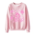 thumbnail image 4 of LEKWK Breast Cancer Sweatshirt for Women Ribbed Print Casual Drop Shoulder Tops Fall Long Sleeve Cozy Crewneck Sweatshirt Breast Cancer Awareness, 4 of 6