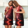 thumbnail image 4 of Fotbe Red Moon Lava Bata de Dormir para Mujer con Estampado, Camisón de Algodón de Manga Corta, Ropa de Dormir Casual, 4 of 6