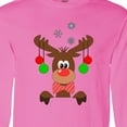 thumbnail image 4 of Inktastic Cute Christmas Reindeer with Red Nose, Ornaments and Bow Tie Long Sleeve T-Shirt, 4 of 5