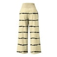 thumbnail image 4 of Annhoo Striped Pants for Women Casual Smocked High Waist Wide Leg Pants Flowy Loose Palazzo Trousers with Pockets, 4 of 5