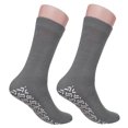 thumbnail image 3 of 4 Pairs Grey Non Skid Hospital, Yoga, Pilates, Gripper Slipper Socks Men's or Women Mid Calf Size XXL, 3 of 7
