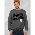 thumbnail image 2 of Spooky Season Halloween Shirt Cute Ghost Costume Crewneck Sweatshirt, XL, Charcoal, 2 of 6