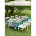 thumbnail image 5 of 60x84 Inch Outdoor Tablecloth with Umbrella Hole Zipper Rectangle Spring Daisy Leaves Rectangular Tablecloths Outside Waterproof Vintage Watercolor Flowers Teal Wooden Patio Table Cover for Picnic, 5 of 8