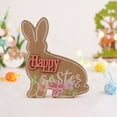 thumbnail image 5 of JingChun 1Pc Easter Bunny Wood Decor Easter Natural Wood Signs Bunnies Shape Signs Easter Tabletop Decor Rustic Wood Centerpieces for Farmhouse Kitchen Dining Room, 5 of 5