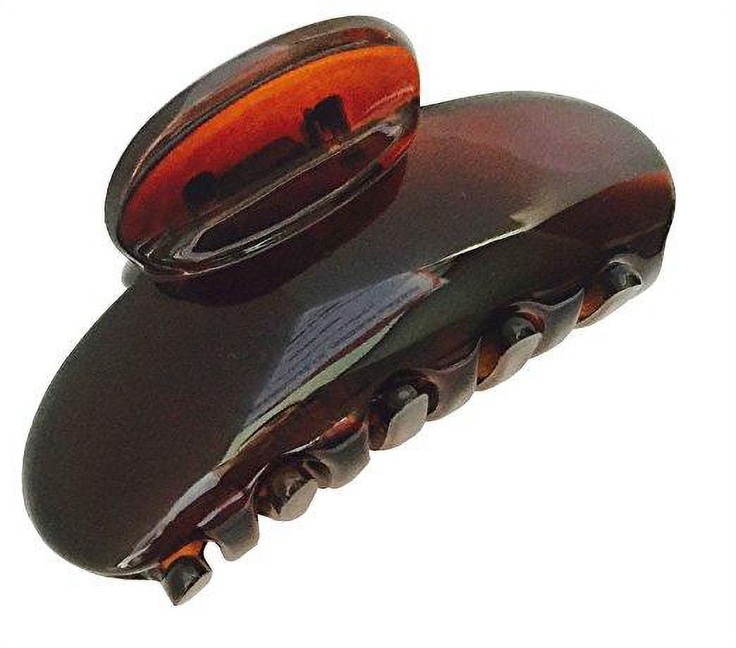 Parcelona French Clamp Black and Shell Small Celluloid Jaw Hair Claw Clip 2 Pcs