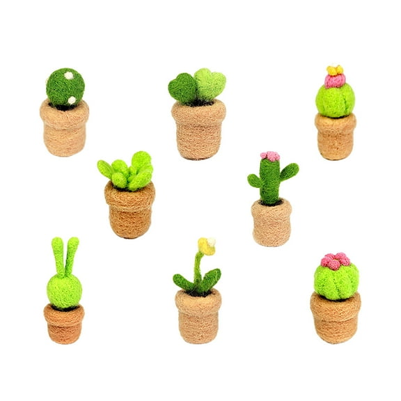 WRITWAA 8-Piece Cactus Needle Felting Kit for Beginners, Craft Decoration Set with Tools and Wool