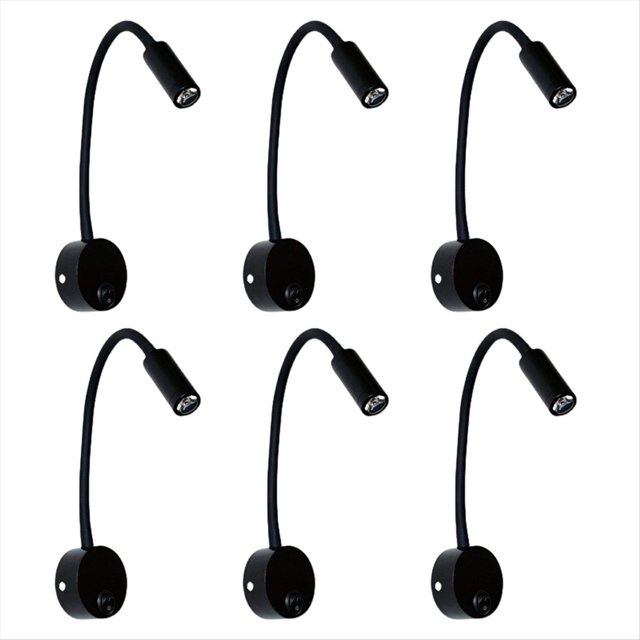 6 Piezas Lámpara de Lectura de Estudio de Trabajo de Cabecera Apliques de Lámpara de Pared Lámpara de Libro LED de 3W Luz de Noche de Pared LED para Dormitorio Dormitorio