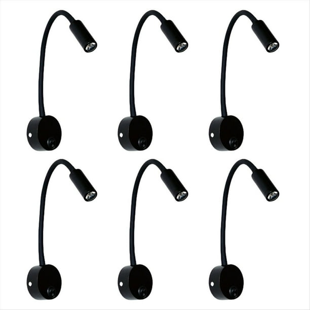6 Piezas Lámpara de Lectura de Estudio de Trabajo de Cabecera Apliques de Lámpara de Pared Lámpara de Libro LED de 3W Luz de Noche de Pared LED para Dormitorio Dormitorio
