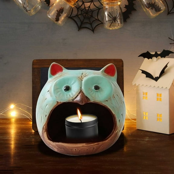 Loyerfyivos Halloween Candle Holder，Ceramic Ghost-Shaped Candle Holder Halloween Atmosphere Ornaments Lovely Desktop Ornaments Decoration Candle Holder