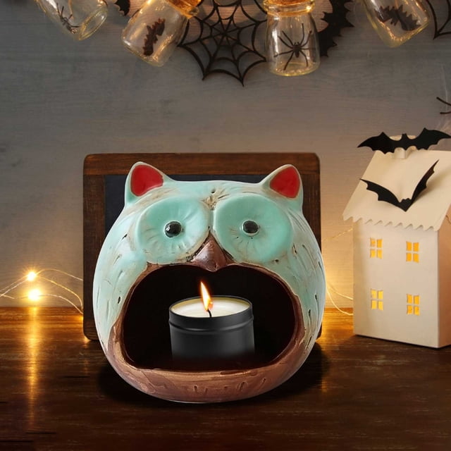 Xihbxyly Candelabro de Halloween, Linterna de Calabaza, Diseño de Soporte para Casa, Decoración de Cerámica Única, Versátil para Halloween y Pascua, Decoración Festiva Del Hogar, Tamaño 11,5 X 11,5 X