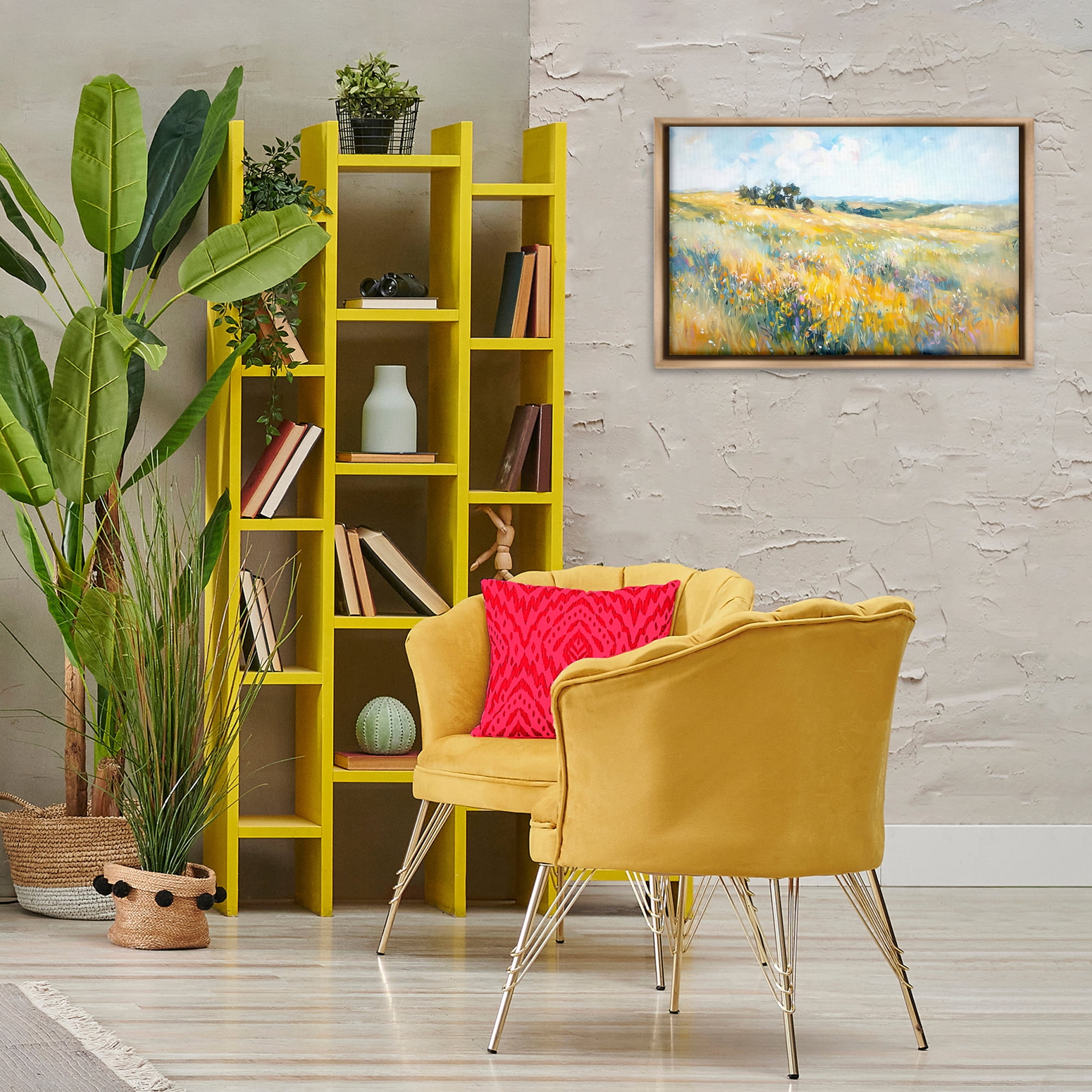 Stupell Industries Country Prairie Scene Landscape & Nature Painting Brown Floater Framed Canvas Art Print Wall Art, 25 x 17