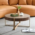 thumbnail image 6 of Tcbosik Round Coffee Table with Gold Metal Legs, 31.5" Modern Cocktail Table, Easy Assembly, Walnut, 6 of 9