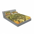 thumbnail image 3 of Ambesonne Landscape Fitted Sheet & Pillow Sham Set, Sunset Scenery Valley, Twin, Fern Green Marigold, 3 of 3