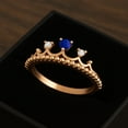 thumbnail image 4 of 2mm Round Lapis 925 Sterling Silver Rose Plated Women Crown Tiara Valentines Day Gifts Ring, 4 of 6