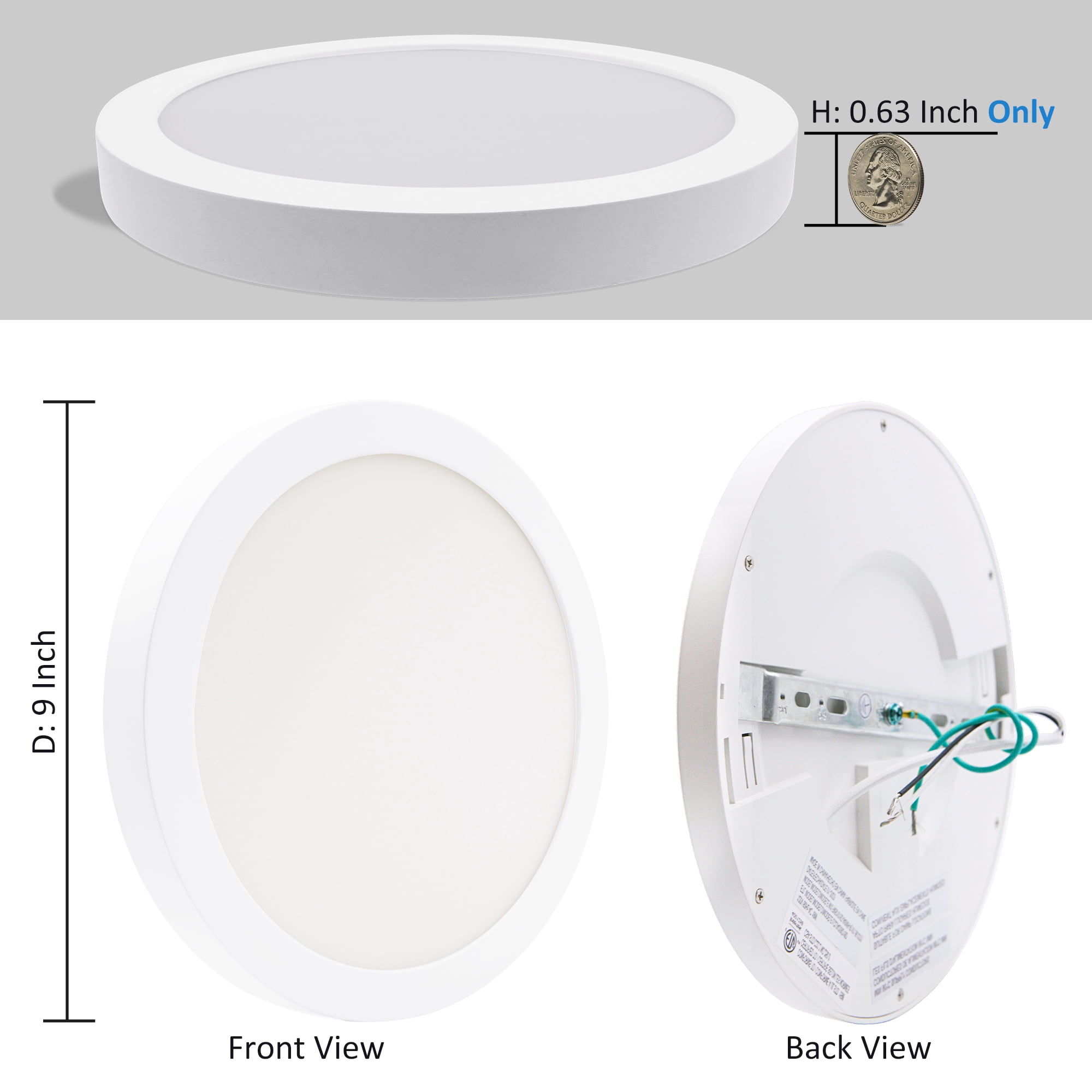 MingBright LED Flush Mount Ceiling Light Fixture 9inch Ceiling Light Dimmable, Super Slim Panel Light 120V 18W 4000K White Round Ceiling Light for Bathroom, Bedroom, Kitchen or Hallway Damp Location
