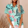 thumbnail image 2 of APEXFWDT Women's Hawaiian Button Down Shirts Casual Short Sleeve Floral Tropic Print Shirt Summer Beach Blouse Tunic Top, 2 of 5