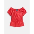 thumbnail image 7 of Wonder Nation Girls' Bow Front Peasant Top with Short Puff Sleeves, Sizes 4-18 & Plus, 7 of 7