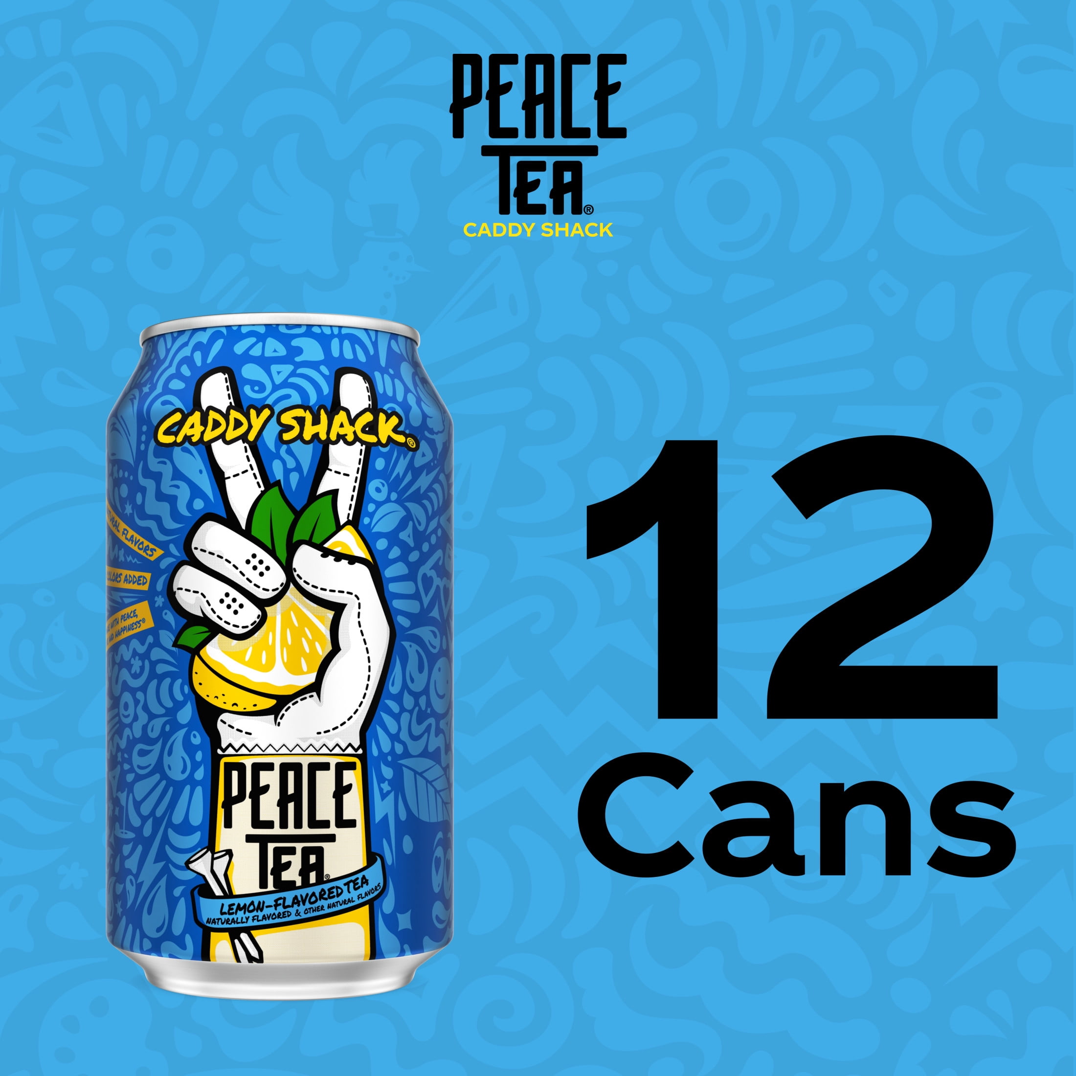 Peace Tea Caddy Shack Lemon-Flavored Canned Iced Tea, 12 fl oz, 12 Pack