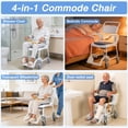 thumbnail image 3 of Soaids 4-in-1 Rolling Shower Chair with Wheels for Elderly & Disabled, Padded Commode Wheelchair with Locking Caster, Seat Belts, Adjustable Footrest for Bathroom, Home Care, 19" Seat Width, 3 of 9