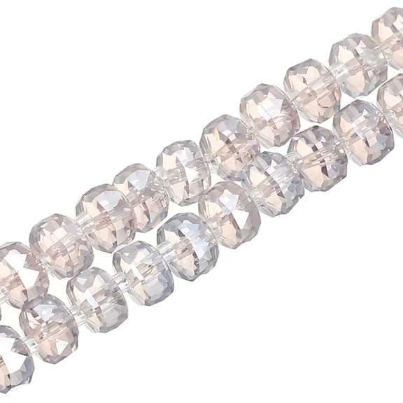 Uxcell Crystal Glass Beads, 8 mm Rondelle Crystal Beads Faceted Cut Gemstone Strand with Spacer Beads for Craft, Bracelet, Necklace, Pink Purple