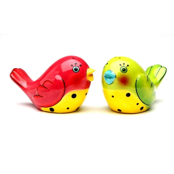 Flights Of Fancy: Pink And Green Love Birds Salt & Pepper ShakerBy Babs