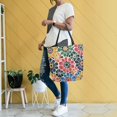 thumbnail image 4 of FORMRS Womens Canvas Tote Bag with Zipper Inner Pocket Shoulder Handbag, Dark Floral, 4 of 7