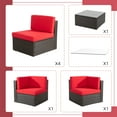 thumbnail image 3 of Patio Furniture Set, Walsunny 7 Piece All Weather Outdoor Sectional Sofa, Wicker Patio Conversation Set with Cushions and Tempered Glass Table for Backyard Porch, Red, 3 of 7