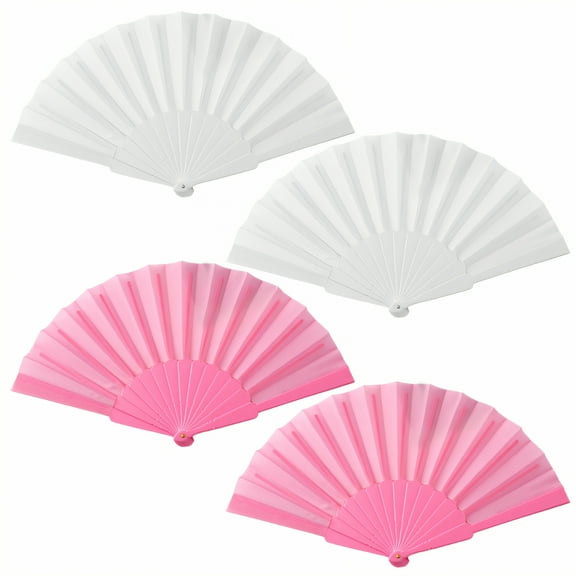 HIBIBUD 4Pcs Folding Fan Plastic Fan Ribs Folding Fans Handheld Quick & Smooth Folding Hand Fans for Women Foldable Style1