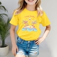 thumbnail image 2 of DGQPLPD Girls Crop Tops Girls Casual Island Print T-Shirt Fashion Comfort Fit Top for Beach and Everyday Wear Yellow 8-9 Years, 2 of 4