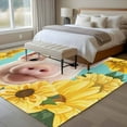 thumbnail image 4 of Funny Cute Pig Area Rugs 5x7 ft Farm Animal Yellow Sunflowers Teal Pastoral Washable Rug Non Slip Indoor Carpet Absorbent Floor Mat for Living Room Bedroom Dining Room, 4 of 9