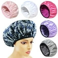 thumbnail image 5 of Triple Layer Women Sleeping Hat Bathroom Products Bath Showering Accessories Hair Beanie Bath Hair Caps Shower Cap Bonnet 9, 5 of 8