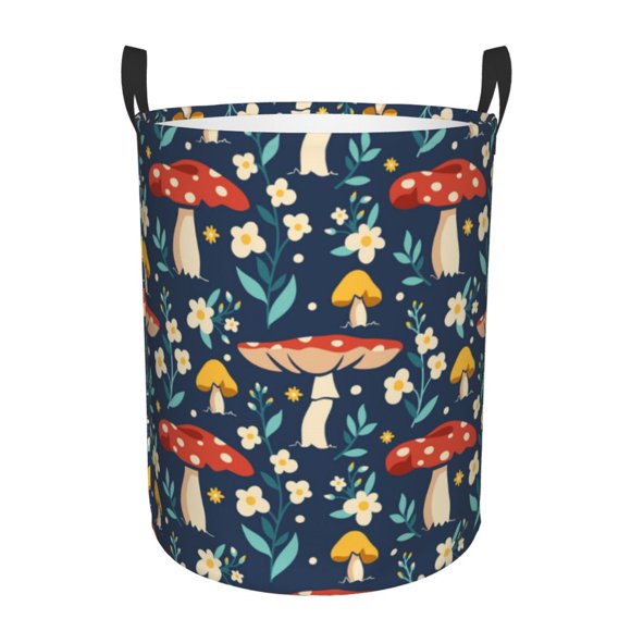 Balery Colorful Mushrooms Cesta de ropa redonda con asas, impermeable, independiente, para ropa, juguetes, dormitorio y familia-Small