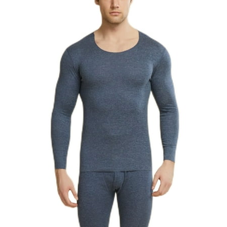 

Noilla Men Thermal Underwear Crew Neck Lightweight Top And Bottom Suits 2 Pieces Winter Long Johns Set Navy Blue 2XL