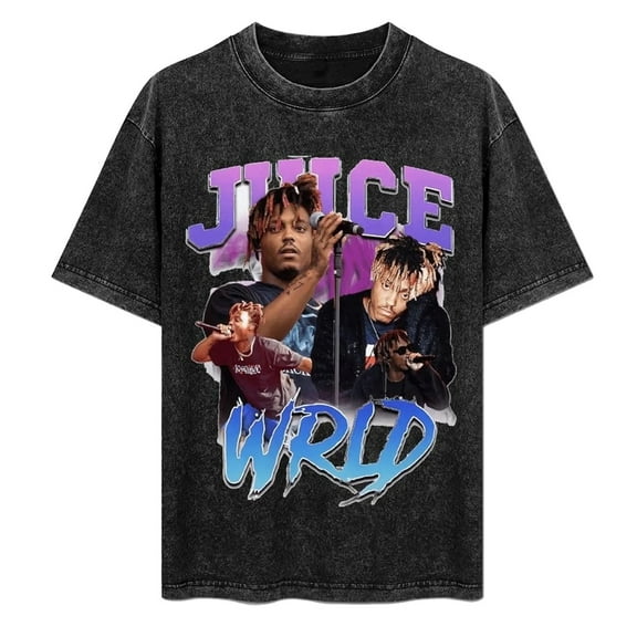 FGRSGHACVN Street Cotton Vintage Hip Hop Rapper Juice Wrld Shirt Clothing Graphic T Shirts Men Oversized Loose