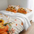 thumbnail image 4 of Queen Size 3 Pieces Duvet Cover Sets Fall Pumpkin Sunflower Maple Leaf Bedding Set,Microfiber Soft Comforter Cover with Pillow Shams,Luxury Quilt Covers for Bedroom Thanksgiving Theme Retro Linen, 4 of 9