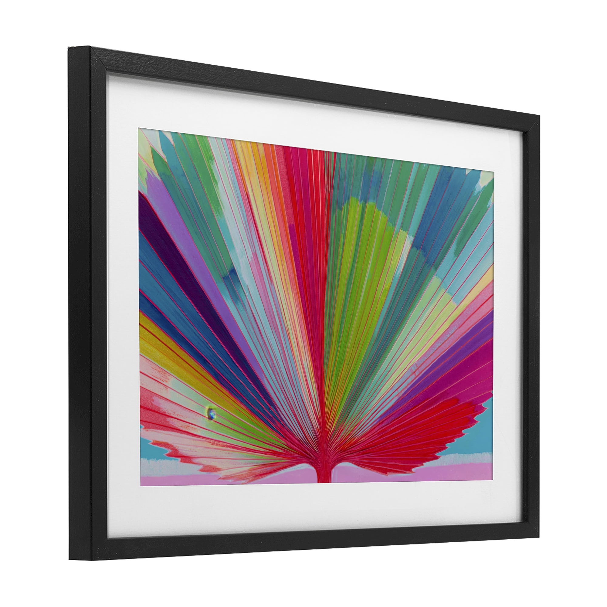 Stupell Industries Palm Fan In Spectrum Black Framed Print Under Glass, design by Chromatic Storm Studio