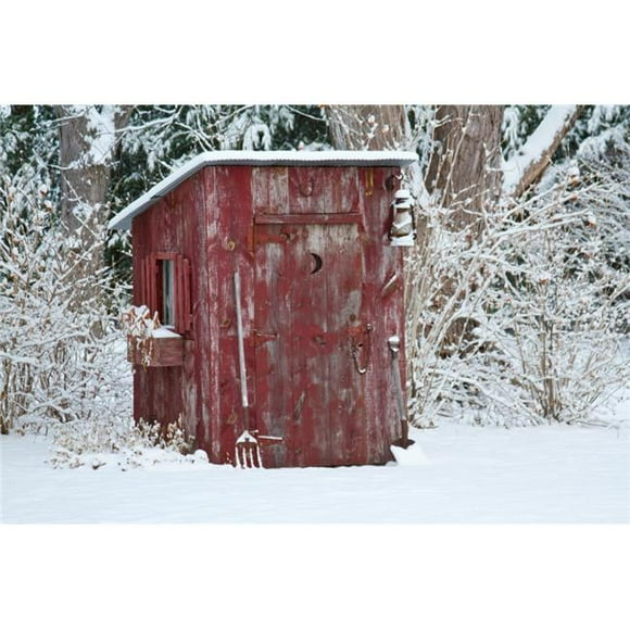 Panoramic Images PPI169172 Outhouse Garden Shed in Winter Marion County Illinois USA Poster Print, 18 x 24