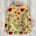 thumbnail image 2 of Dwralegc Valentines Sweater for Women Heart Print Plus Size Sweater Long Sleeve Crew Neck Casual Valentine Lightweight Pullover Yellow XL, 2 of 4