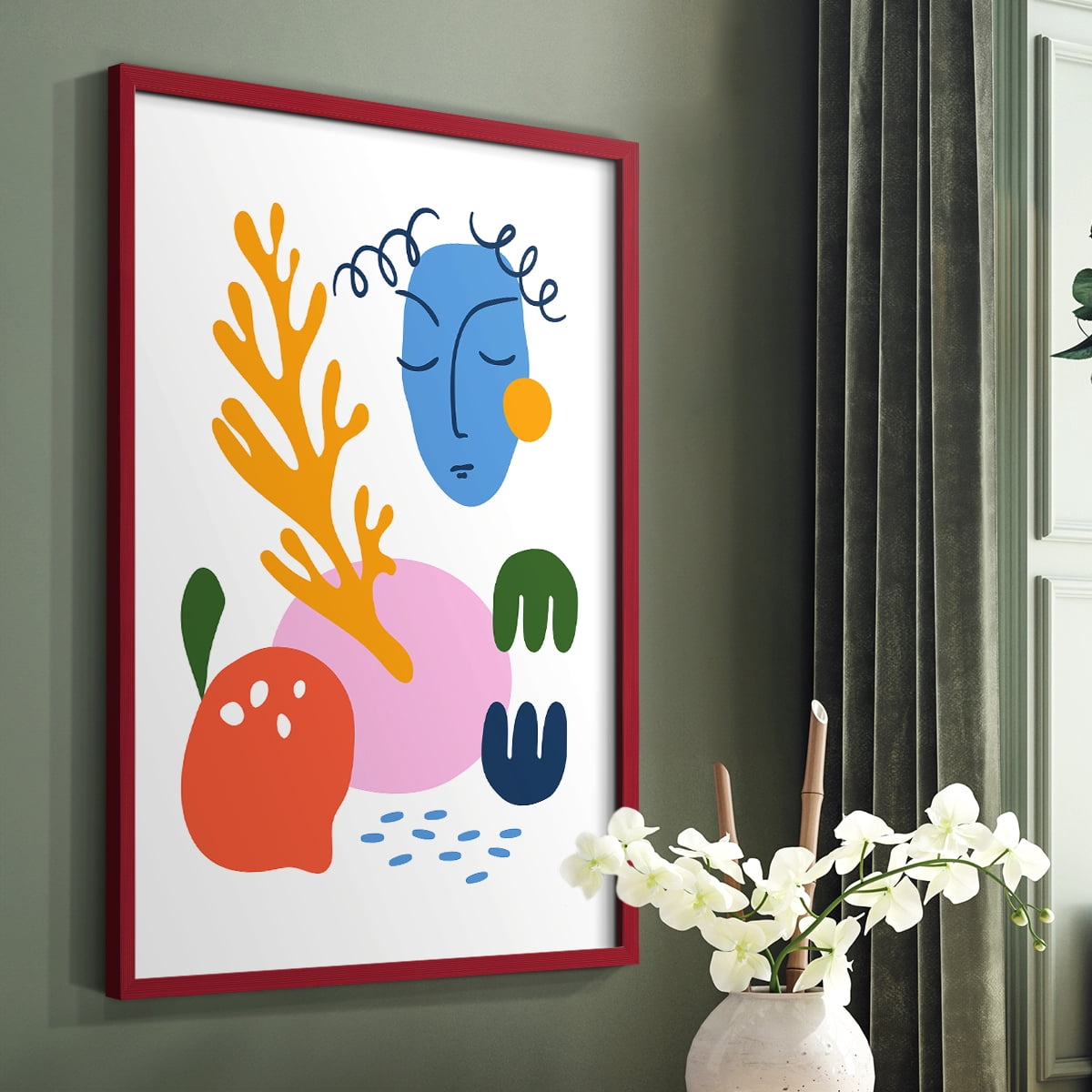 Matisse CDLIII in Red Solid Wood Framed Print No Nail Hanging