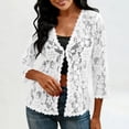 thumbnail image 2 of Aboser Womens Lace Corchet Shrugs Plus Size Open Front Cardigan Lightweight Long Sleeve Shrug Cardigans Cozy Soft Boleros Elegant Cover Ups, 2 of 9