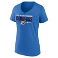 thumbnail image 2 of Women's Fanatics  Blue Oklahoma City Thunder 2025 NBA Finals Champions Fast Break Hometown V-Neck T-Shirt, 2 of 4