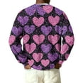 thumbnail image 4 of Fgvctg Valentine's Day Mens Sweater Henley Collar Ribbed Knit Button Down Sweater Love Heart Print Warm Slim Fit Long Sleeve Pullover Sweaters Spring Loose Clothes Purple M, 4 of 5