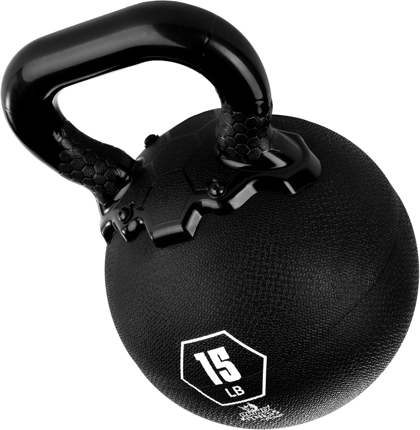 Champion Sports Rhino Kettlebell Weight, 15 lbs, Rubber, Black - Durable Kettle Bell with Smooth, Ergonomic Handle for Working Out - Free Weights for Exercises - Premium Strength Training Equipment