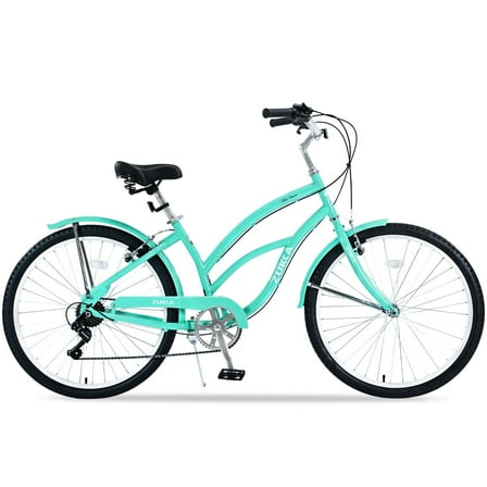 26 in Men's Beach Cruiser Bike,Shimano 7-Speed,Mint Green