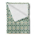 thumbnail image 2 of Teal Soft Flannel Fleece Throw Blanket, Moroccan Interlacing Star Pattern Ornamental Mosaic Design Traditional, Cozy Plush for Indoor and Outdoor Use, 70" x 90", Teal Marigold, by Ambesonne, 2 of 5