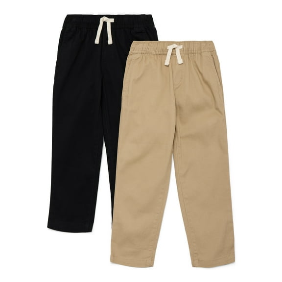 Wonder Nation Boys Pull On Pants, 2-Pack, Sizes 4-16 & Husky
